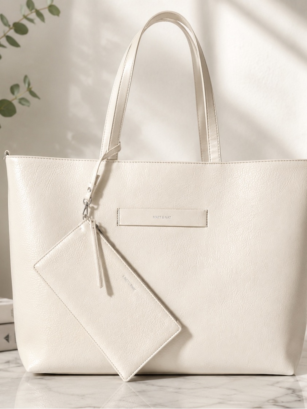Matt & Nat Cream Pebbled Tote Bag